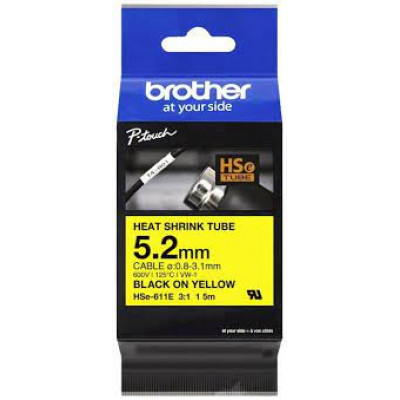 Brother HSe-611E - Black on yellow - Roll (0.52 cm x 1.5 m) 1 cassette(s) hanging box - heat shrink tube tape - for P-Touch PT-D800W, PT-E300, PT-E300VP, PT-E550WVP, PT-P700, PT-P750W, PT-P900W, PT-P950NW